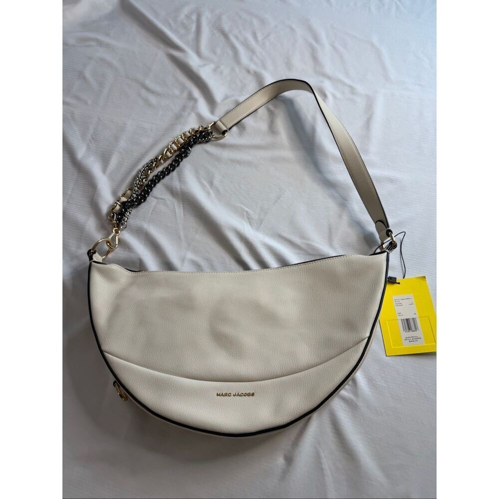 NWT Marc Jacobs Ivory Leather Half Moon Shoulder Bag Purse Handbag New